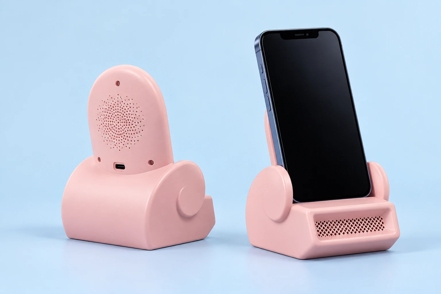 Pink Rounded-Cradle Wireless Charging Phone Stand