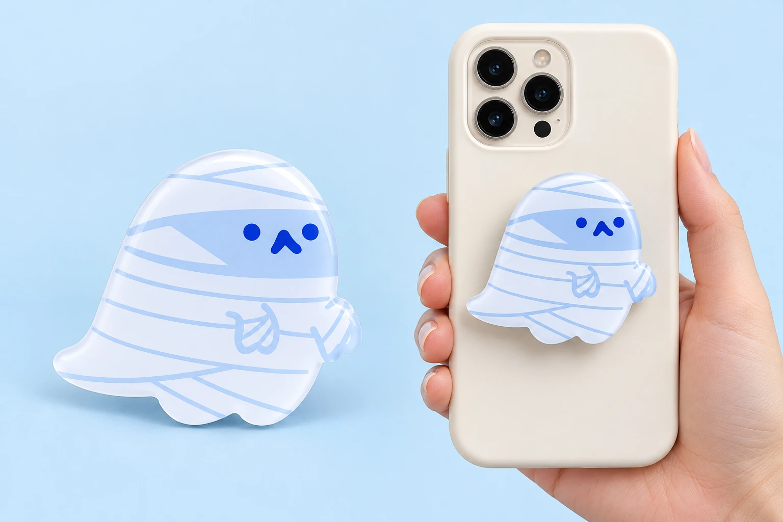 White Mummy Ghost Expandable Phone Grip