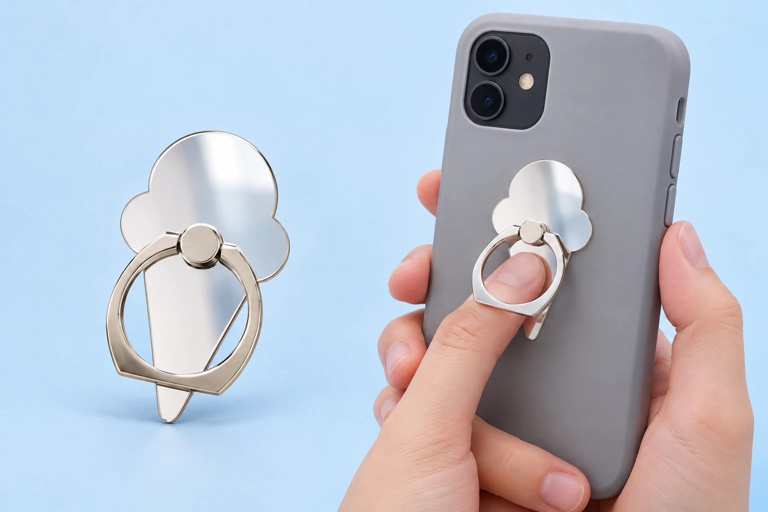 Mirrored Ice-Cream Cone Phone Ring Holder