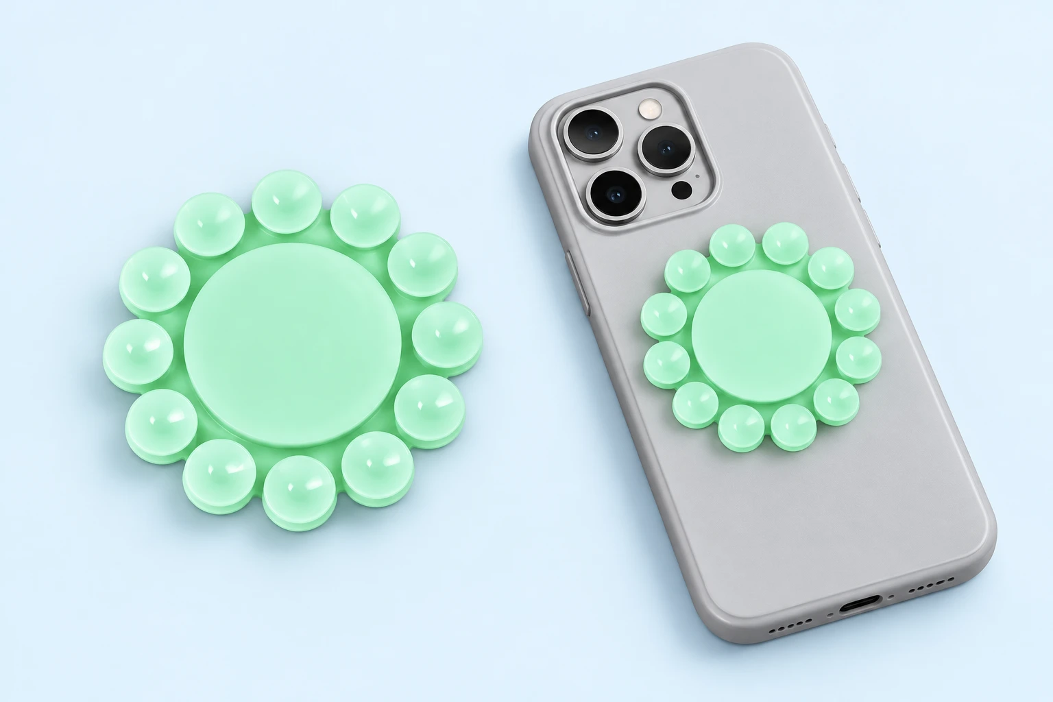 Mint Twelve-Cup Sunflower Suction Phone Pad