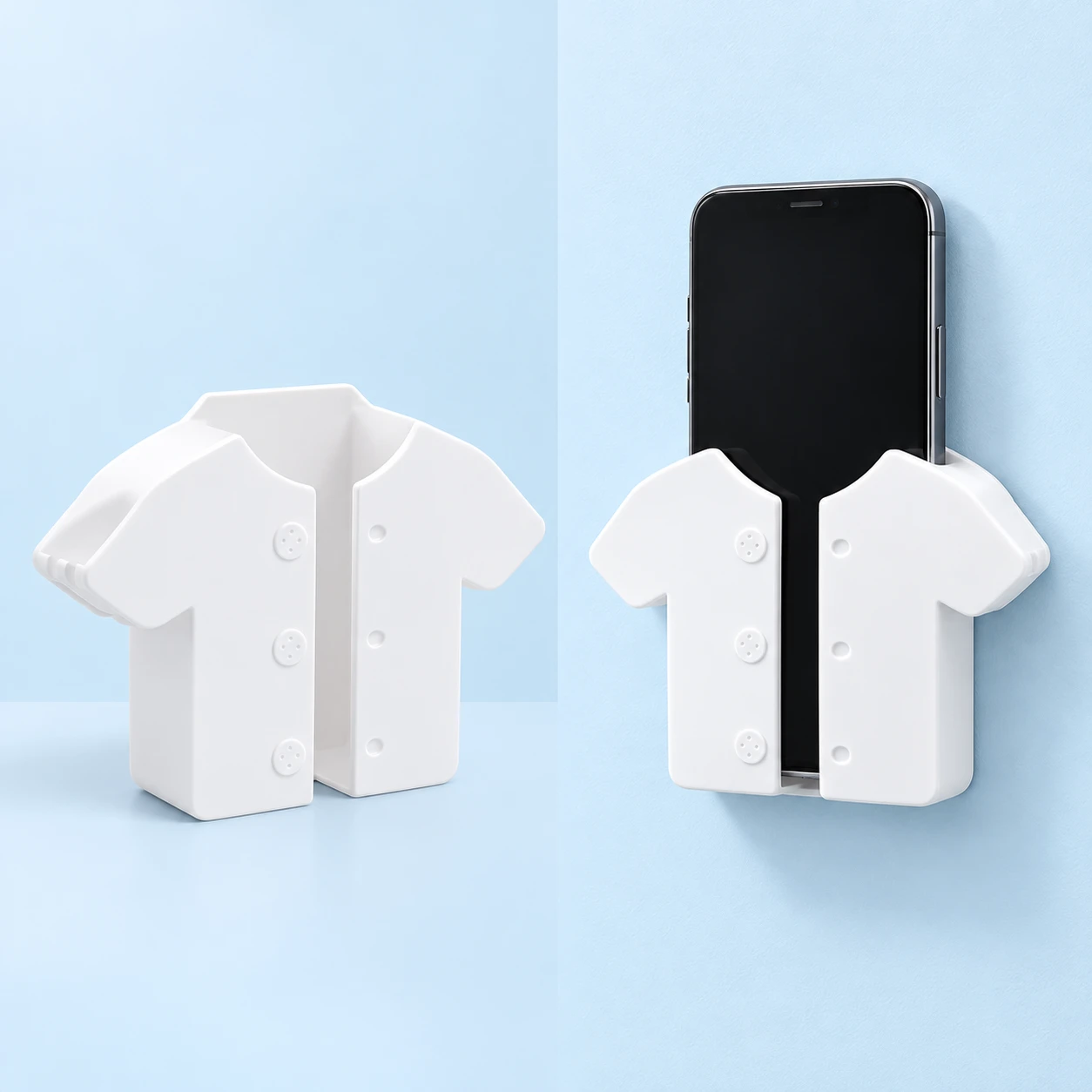 White Shirt-Shaped Adhesive Wall Phone Pocket