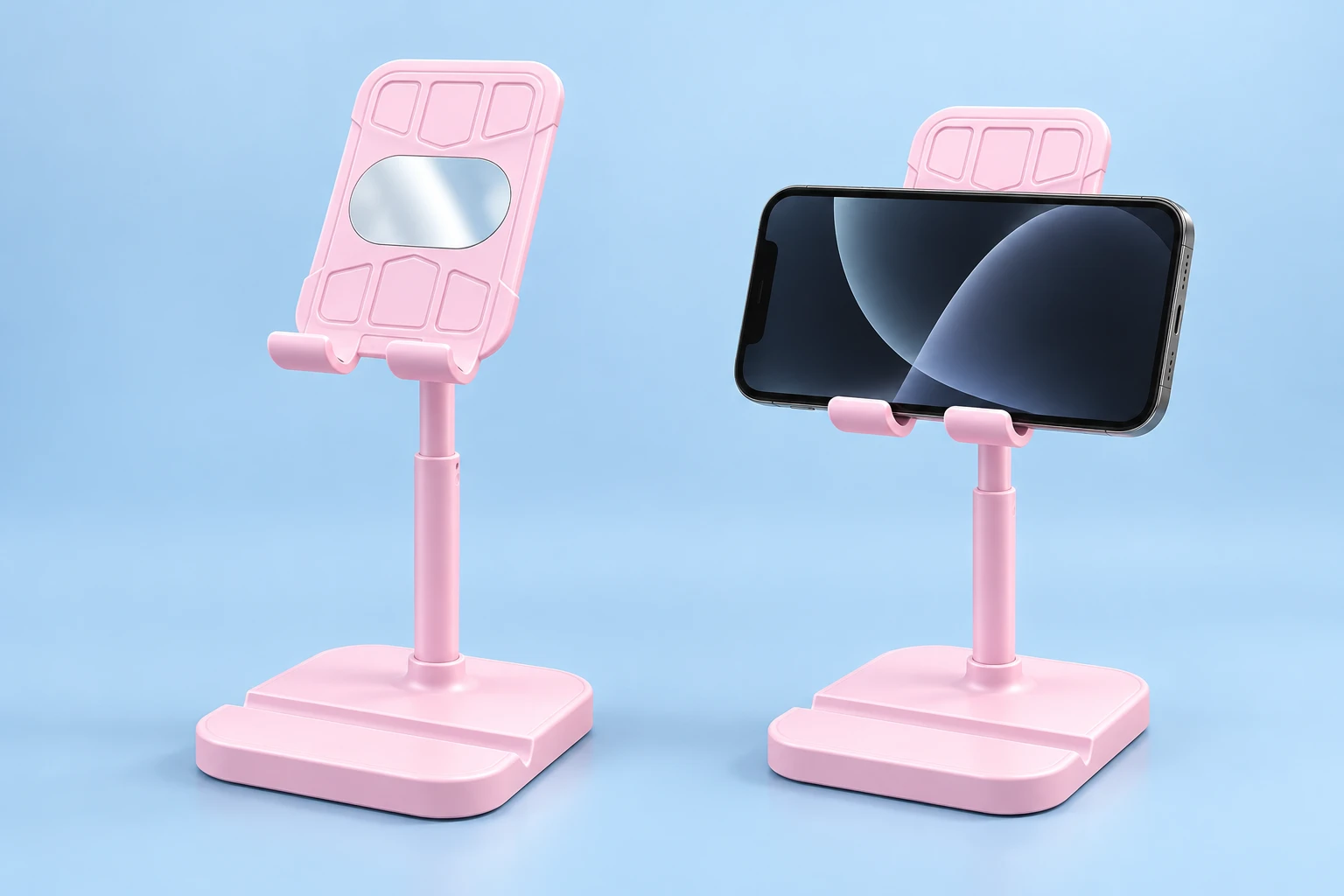 Pastel Pink Telescopic Mirror-Panel Phone Stand
