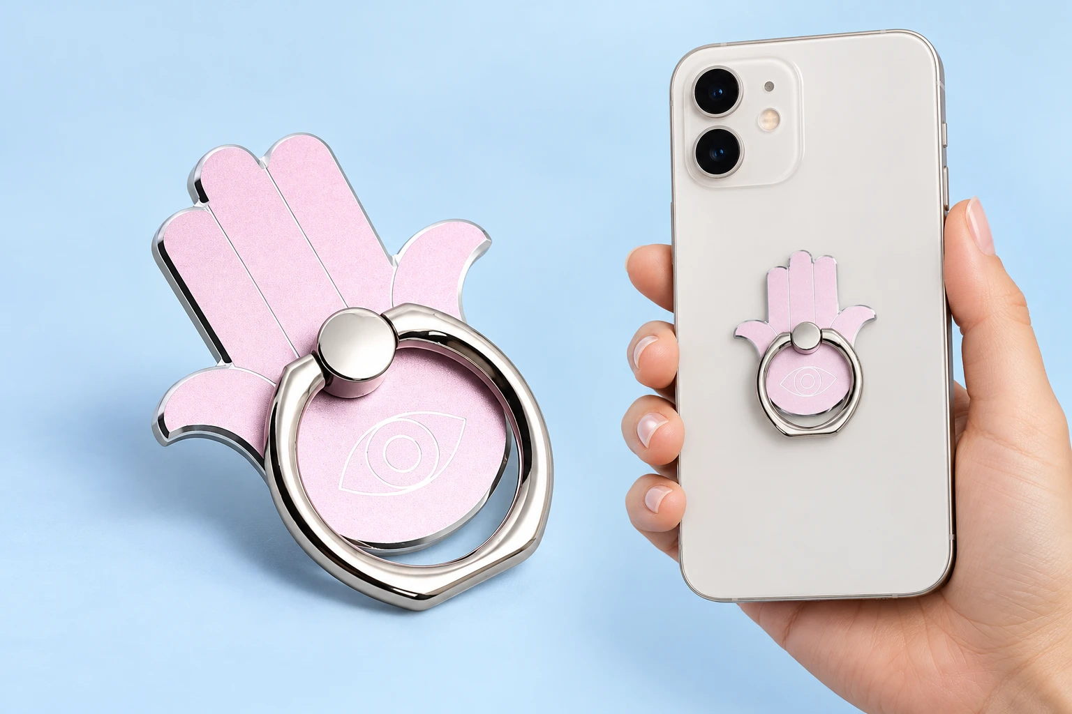 Pale-Pink Hamsa Hand Phone Ring Holder