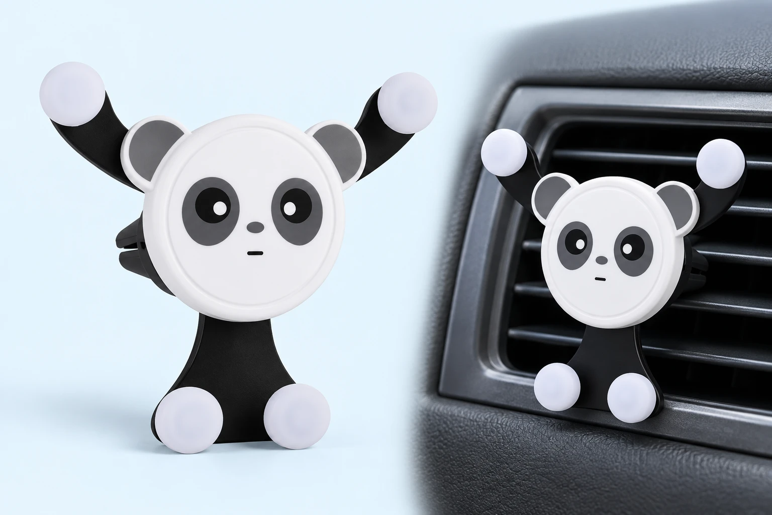 Raised-Arm Panda Car Vent Phone Holder