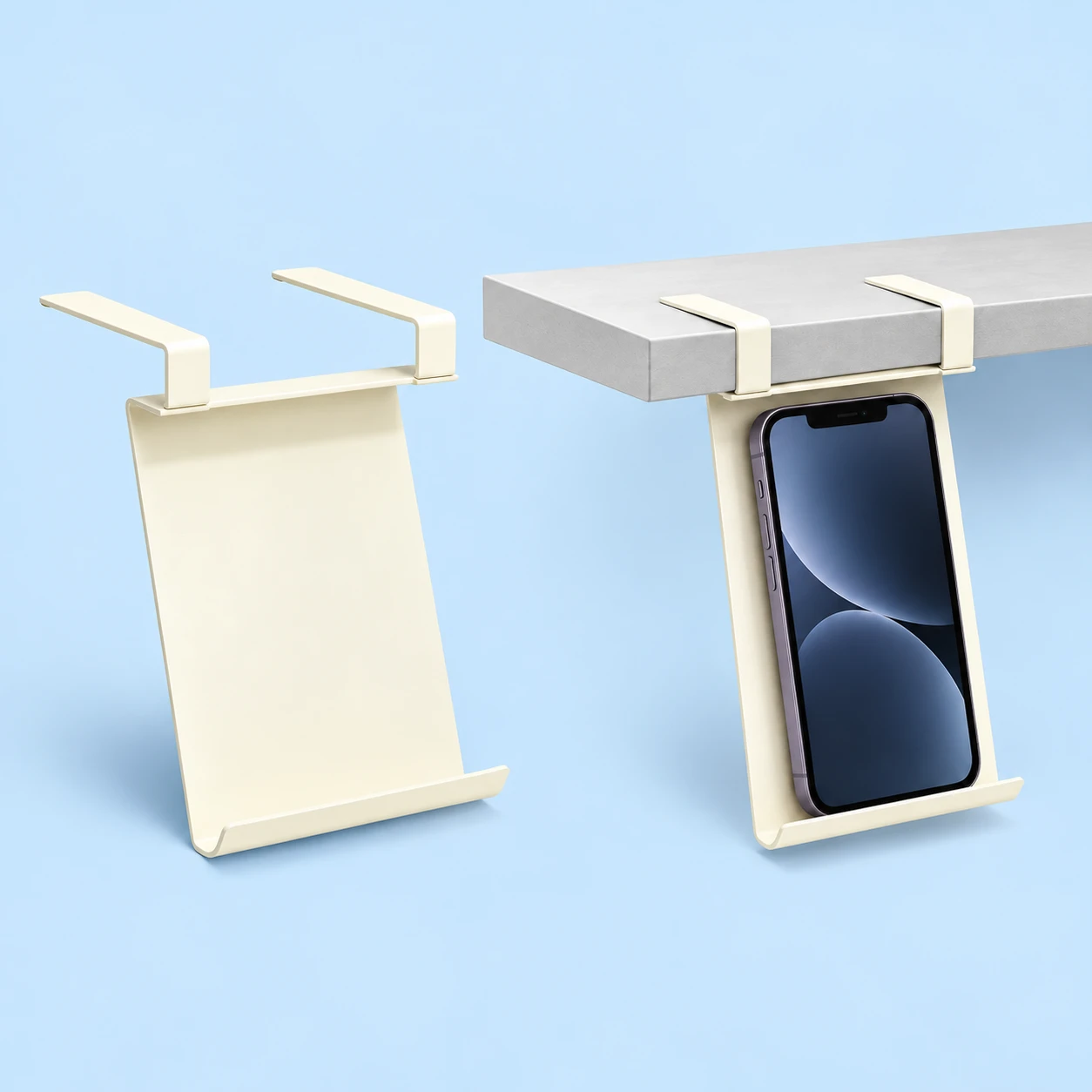 Cream Twin-Hook Hanging Shelf Phone Cradle