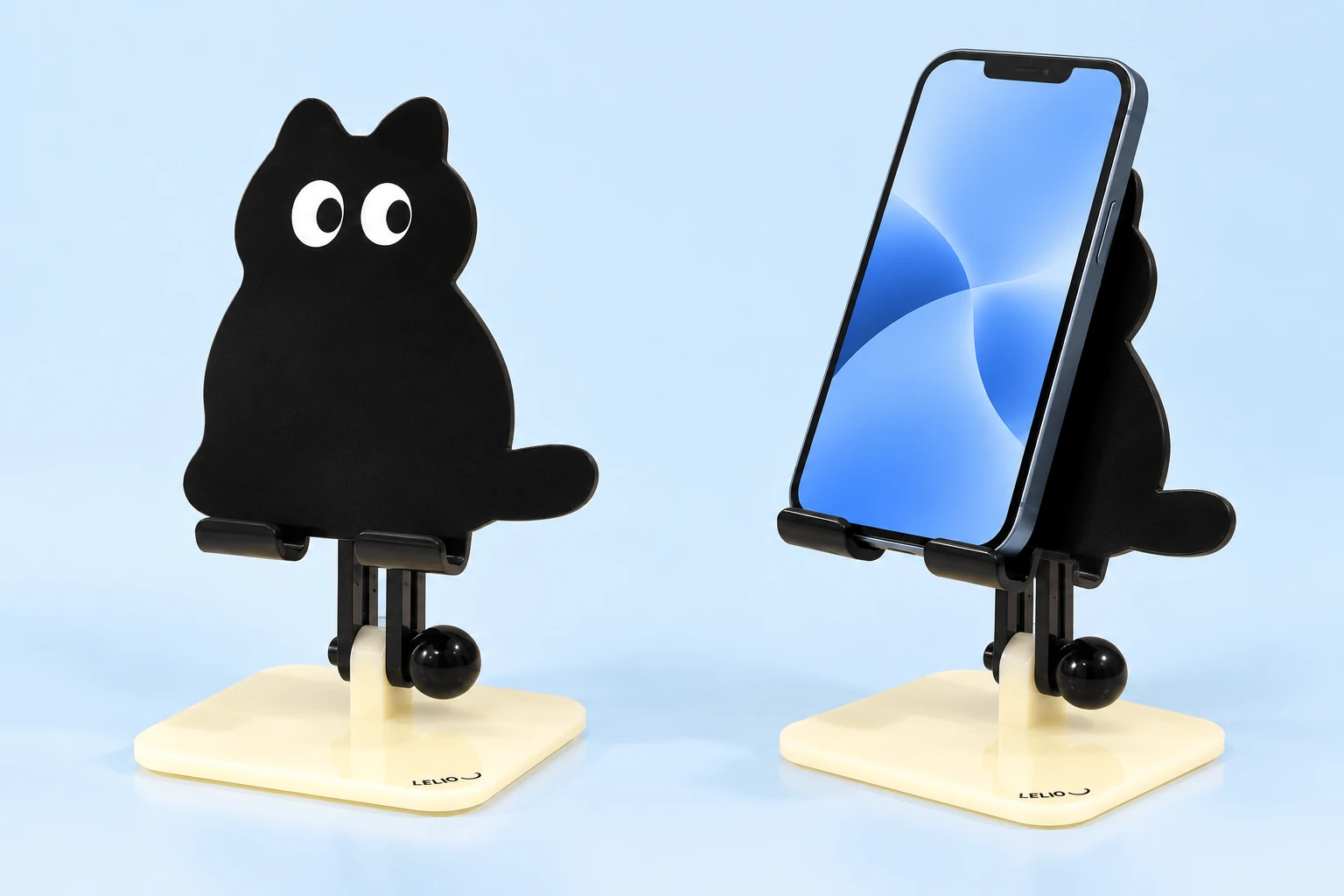 Black Seated Cat Acrylic Adjustable Phone Stand