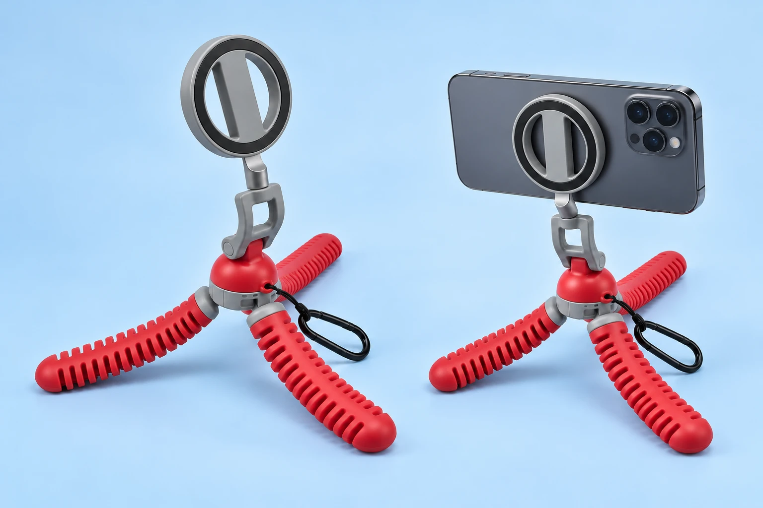 Red Ribbed-Leg Magnetic Phone Tripod
