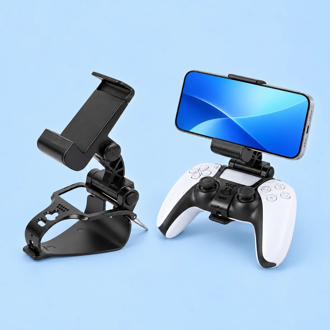 Black Dual-Pivot Phone Clip for PS5 Controllers