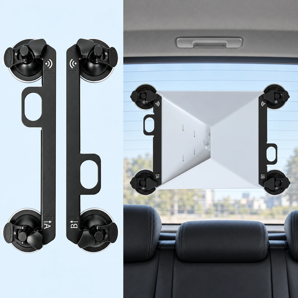 AB Offset-Ring Twin-Rail Suction Mount for Starlink Mini