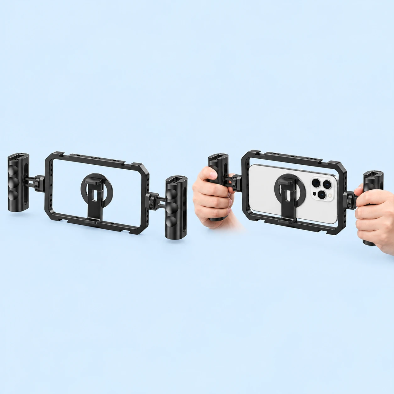 Black Magnetic Phone Cage with Dual Handles