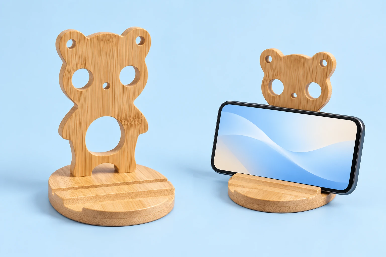 Bamboo Bear Phone Stand