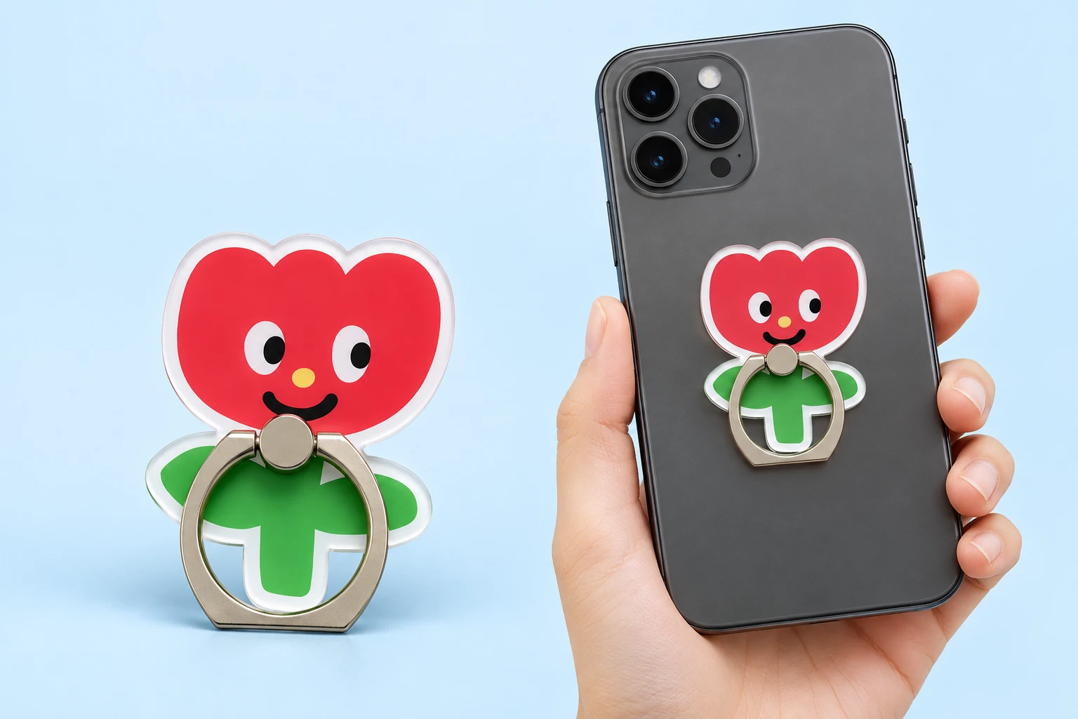 Red Smiling Flower Cutout Phone Ring Holder