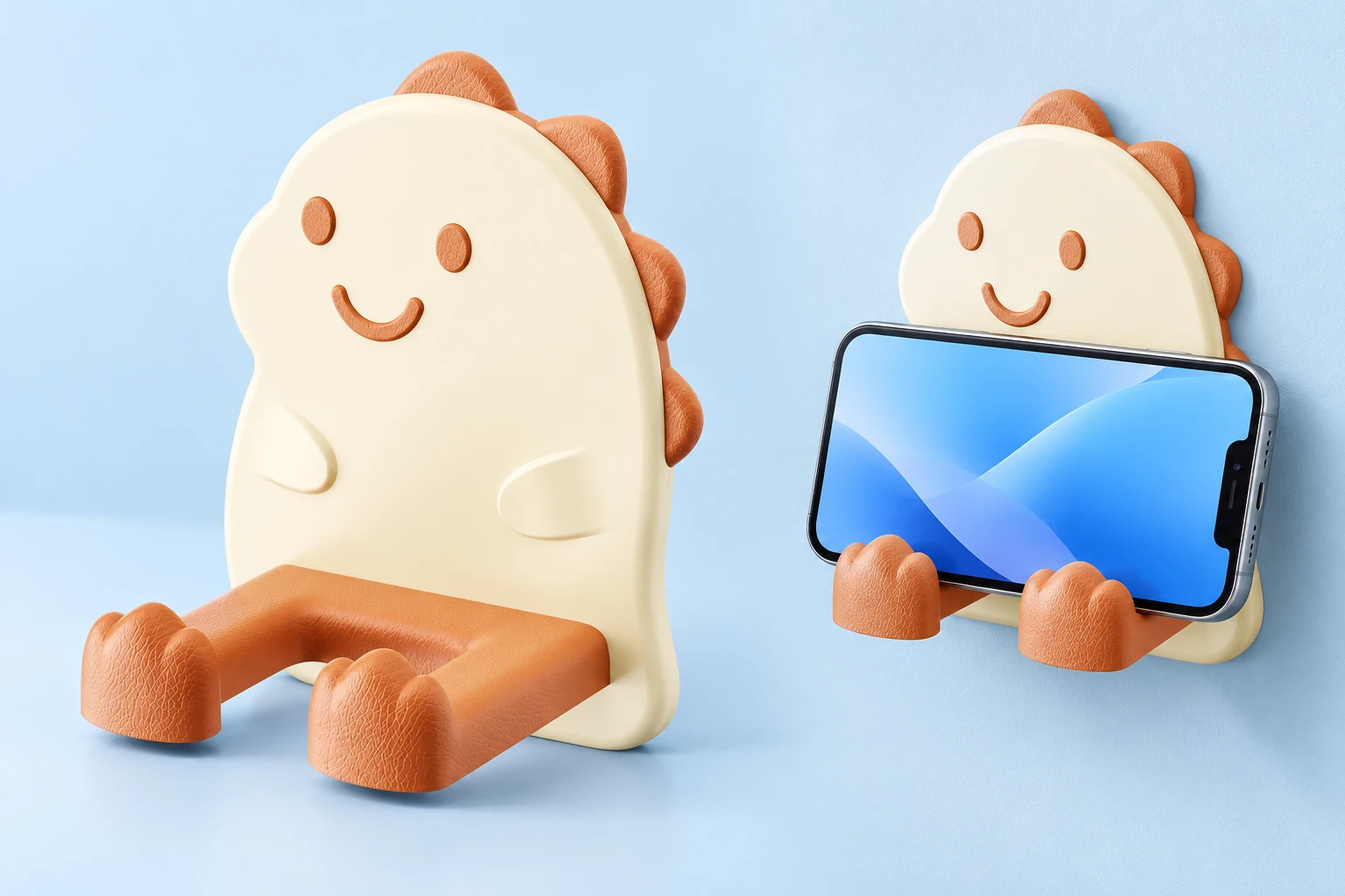 Cream Dinosaur Adhesive Wall Phone Cradle