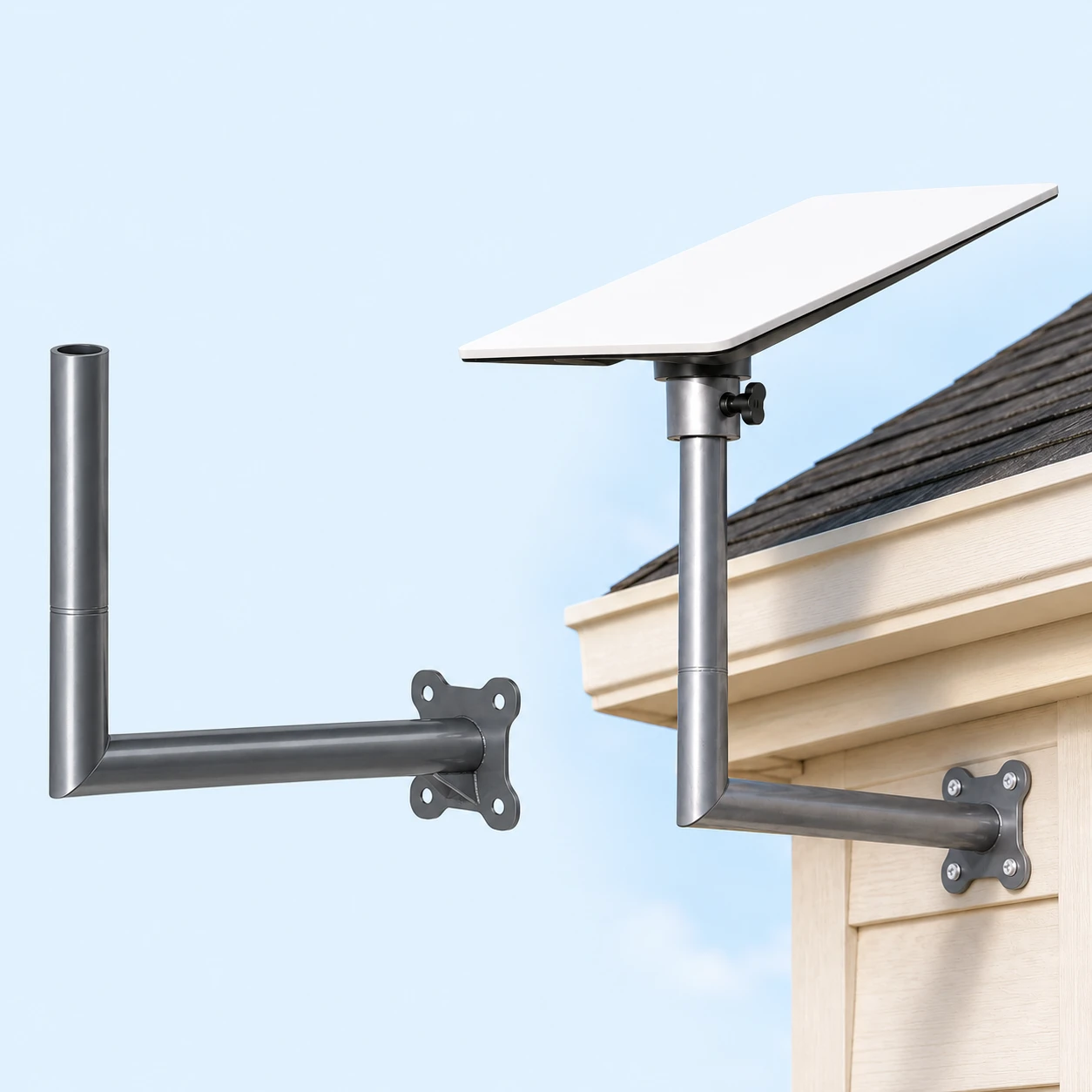 Gray Round-Tube Right-Angle Wall Mount Kit