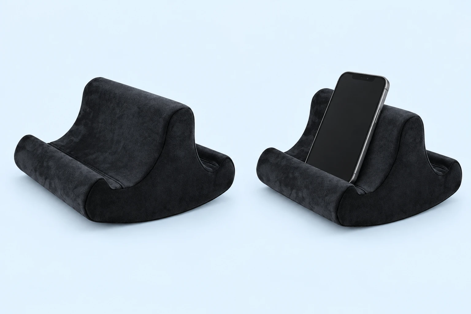 Black Double-Trough Curved Phone Cushion