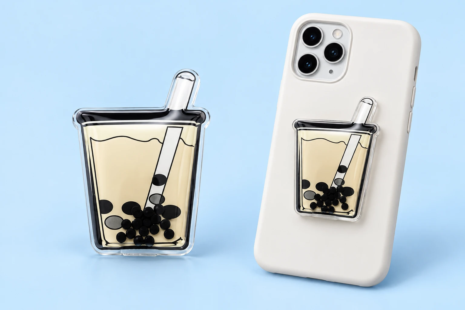 Cream Boba Cup Shaker Phone Grip