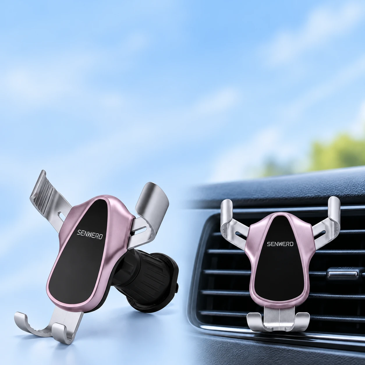Pink-Lilac Teardrop Rotary-Hook Car Vent Phone Holder