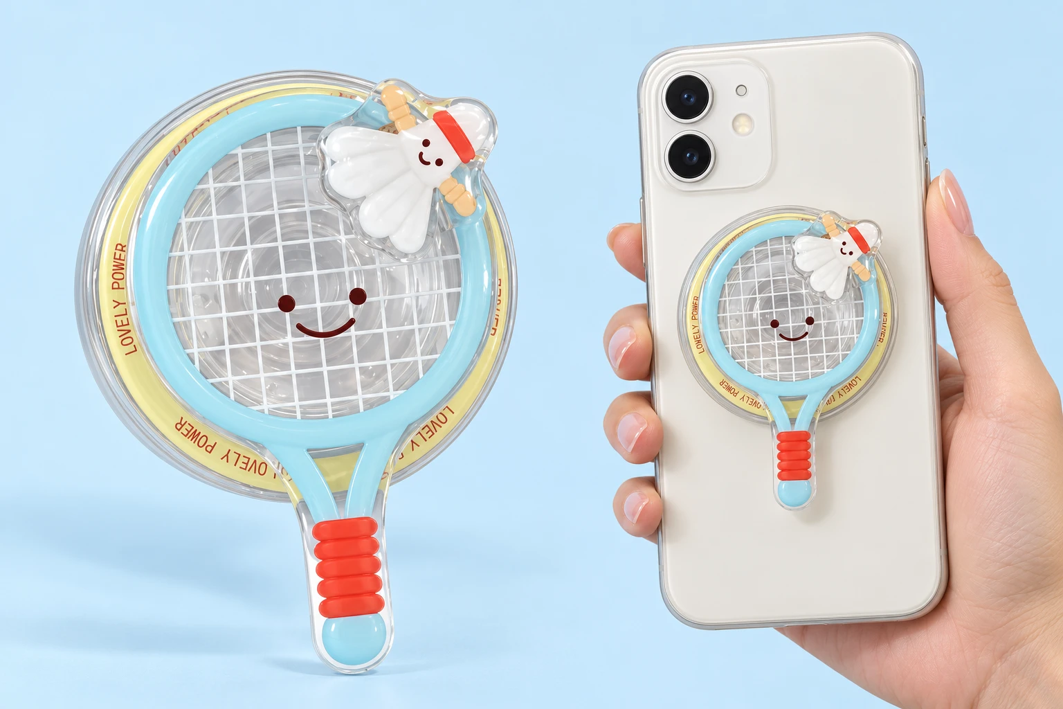 Blue Badminton Racket Magnetic Phone Grip
