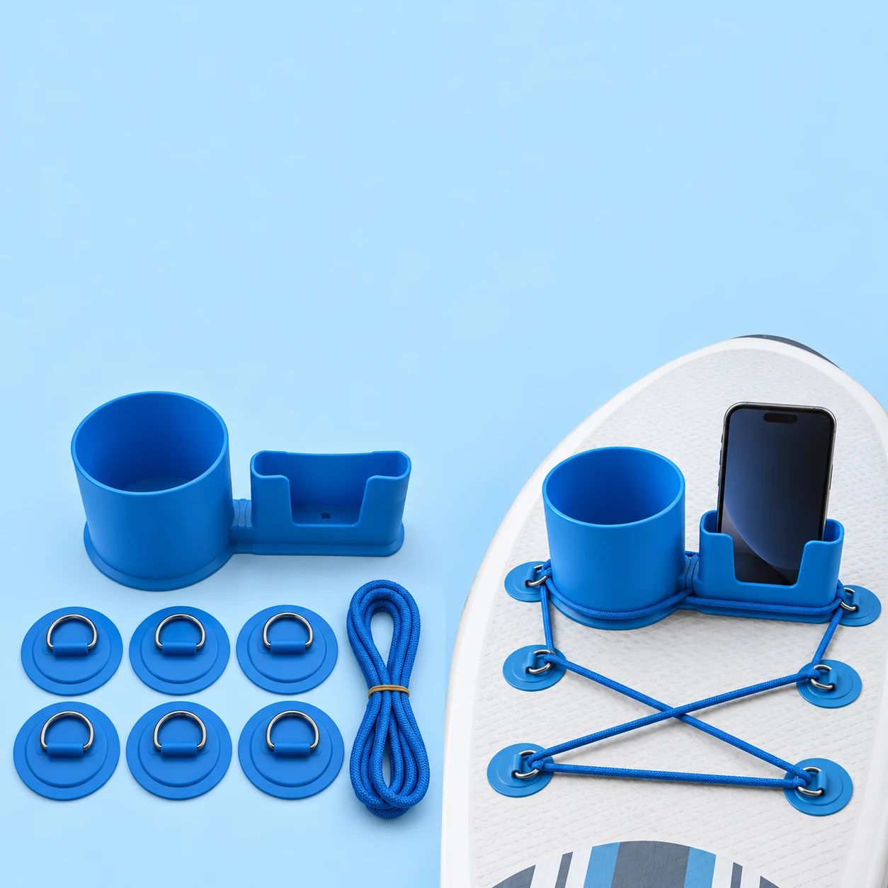 Blue DC-256 Deck-Bungee Phone and Cup Holder Kit