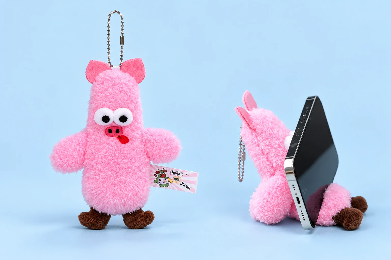 Pink Googly-Eyed Pig Plush Phone Rest