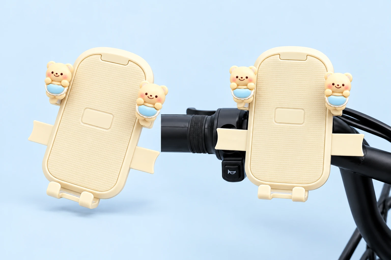 Cream Bib-Bear Handlebar Phone Holder