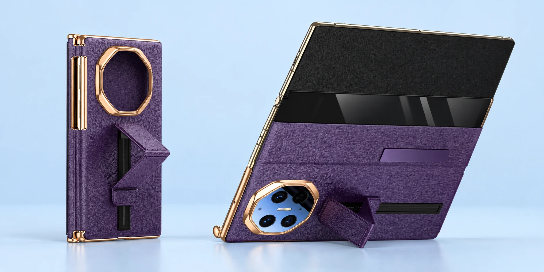 Purple Sliding-Brace Folio Stand Case for Huawei Mate XTs photo