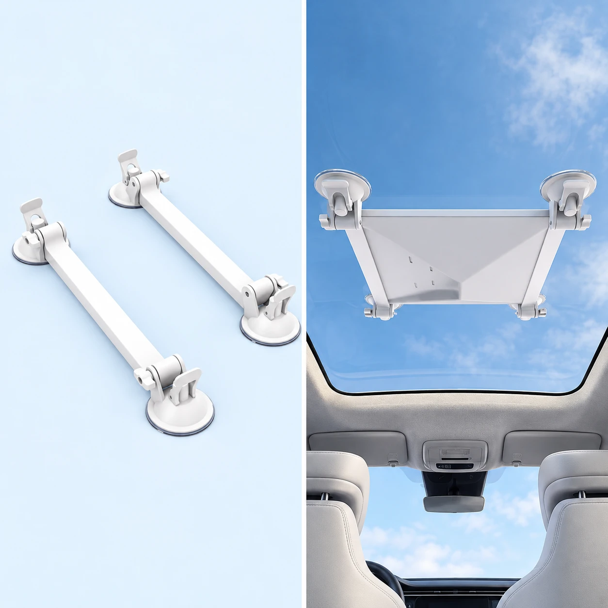 White Twin-Rail Four-Suction Mount for Starlink Mini