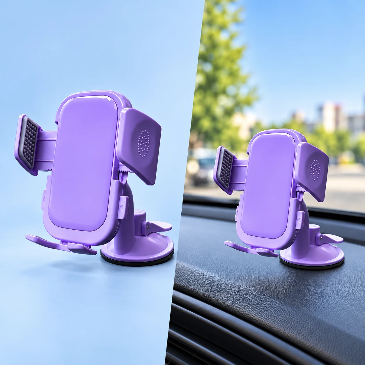 Purple Short-Arm Suction Dashboard Phone Holder