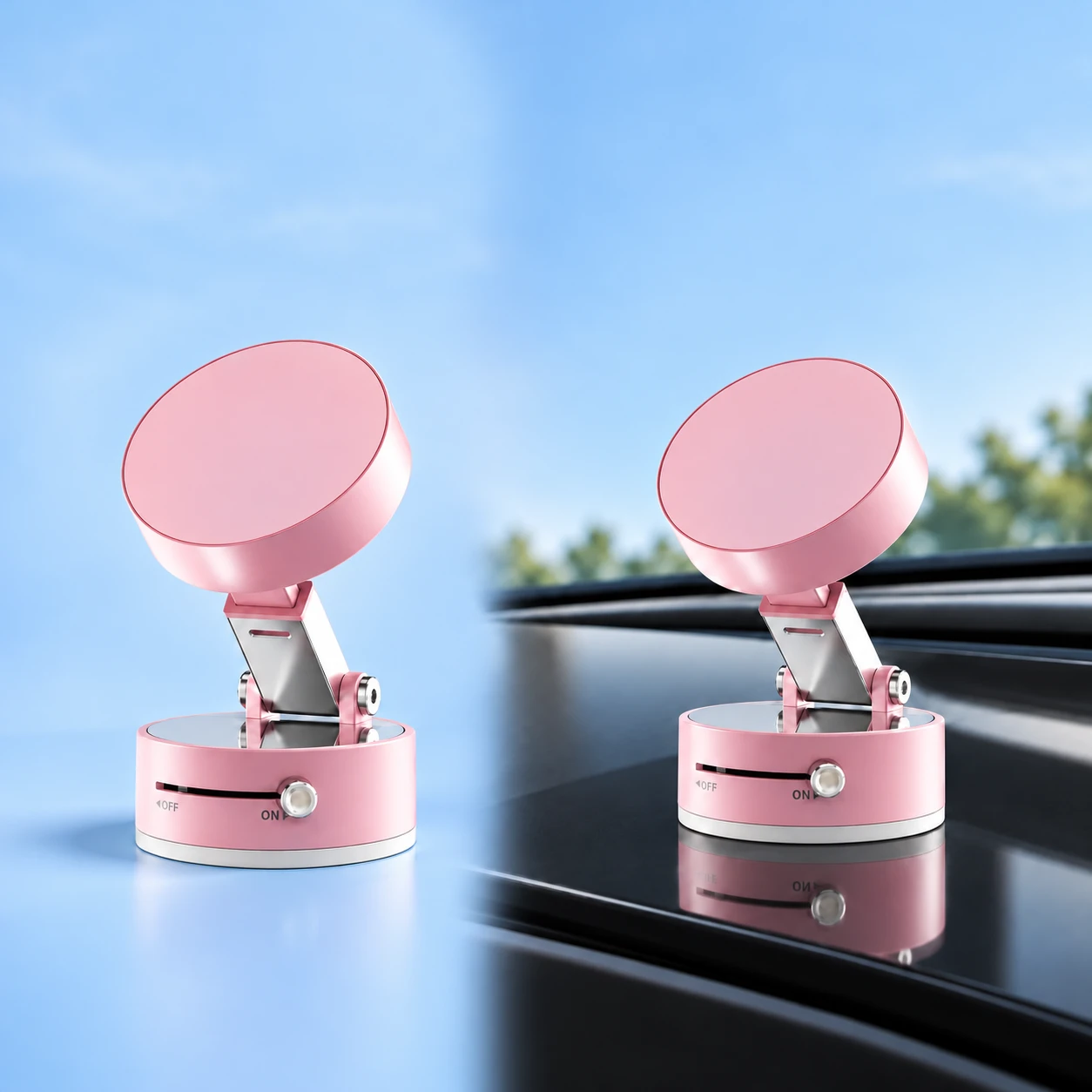 Pale Pink Slider-Lock Suction Magnetic Phone Holder