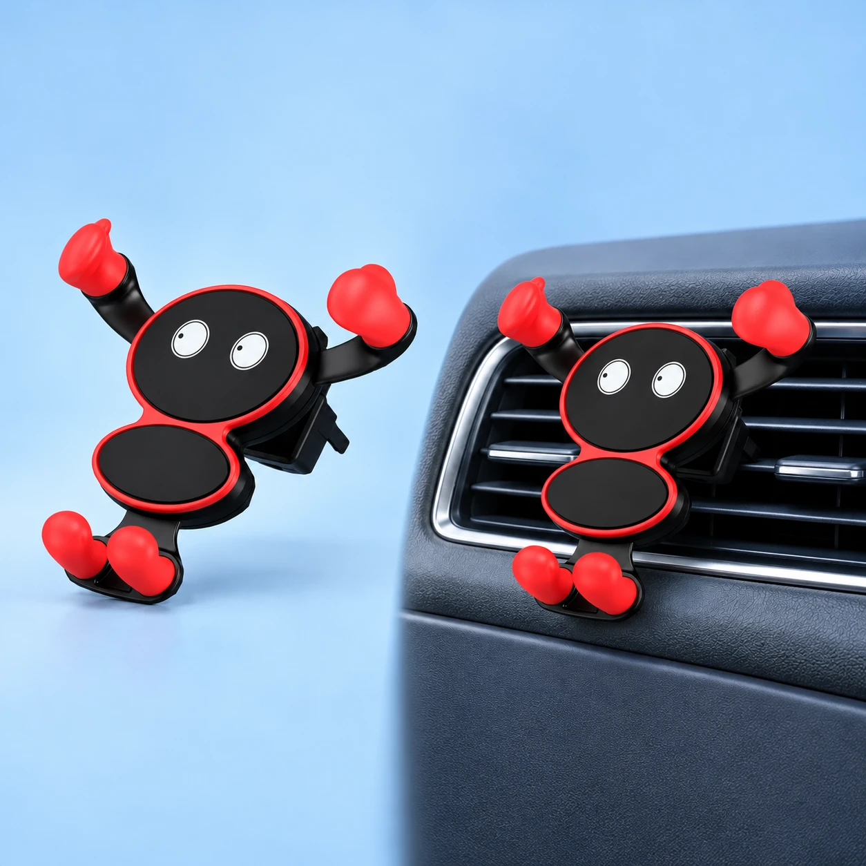 Red Heart-Pad Wide-Eyed Car Vent Phone Holder