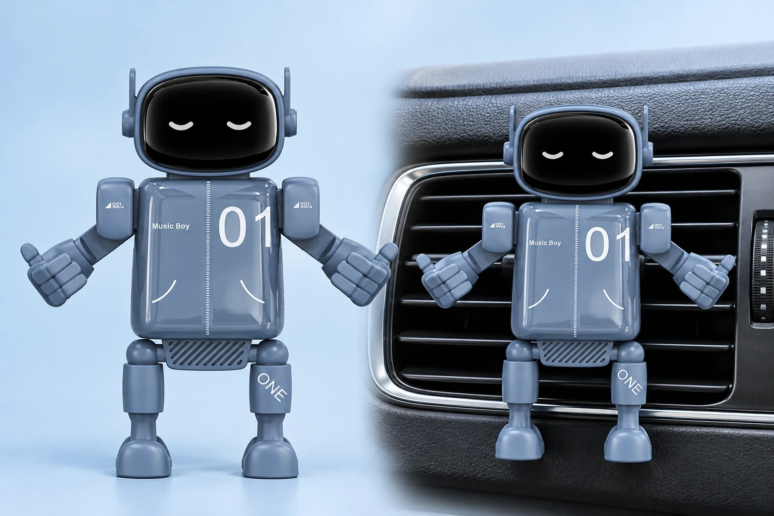Dusk-Blue Music Robot Car Vent Phone Holder