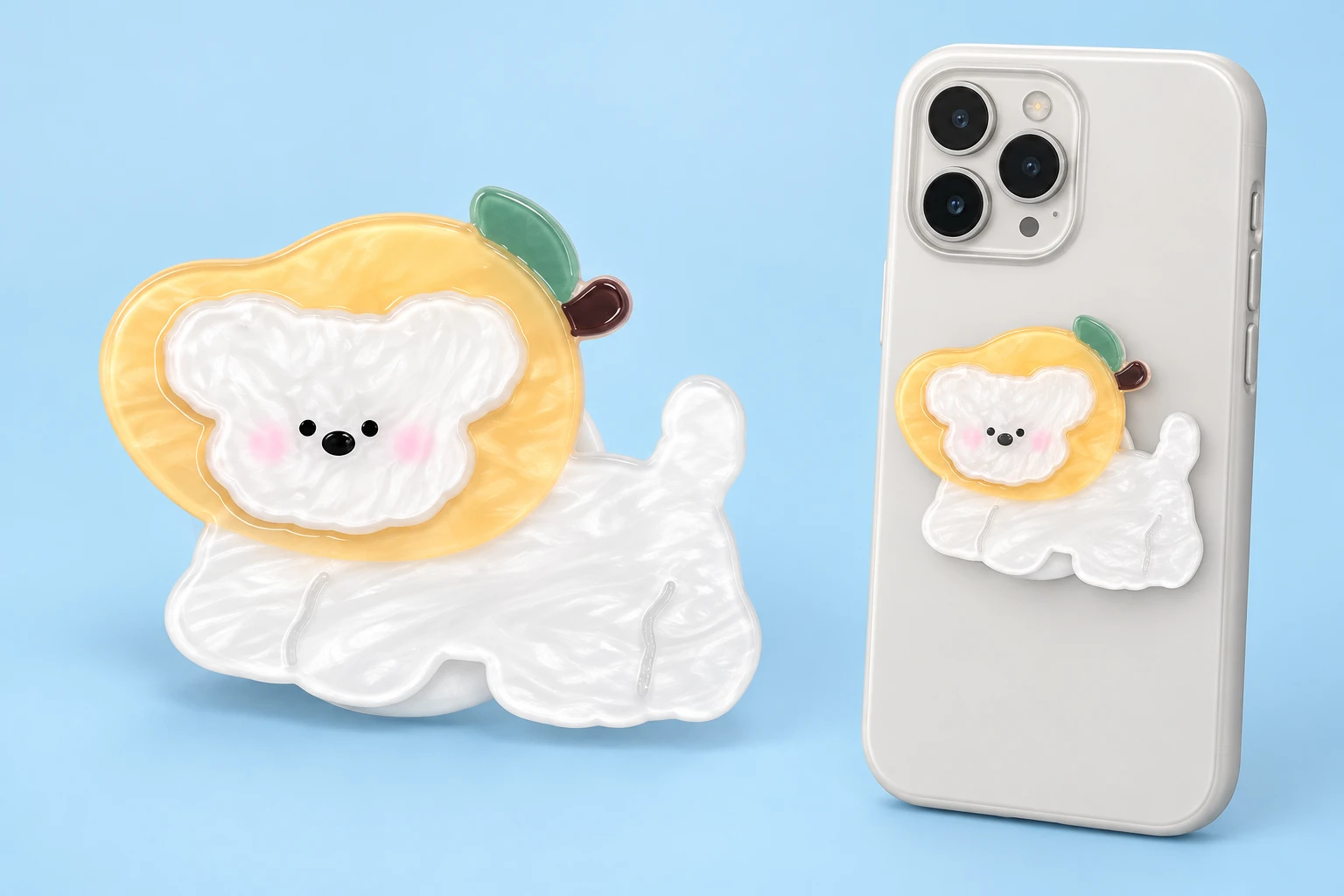 Yellow Fruit-Hood Puppy Expandable Phone Grip