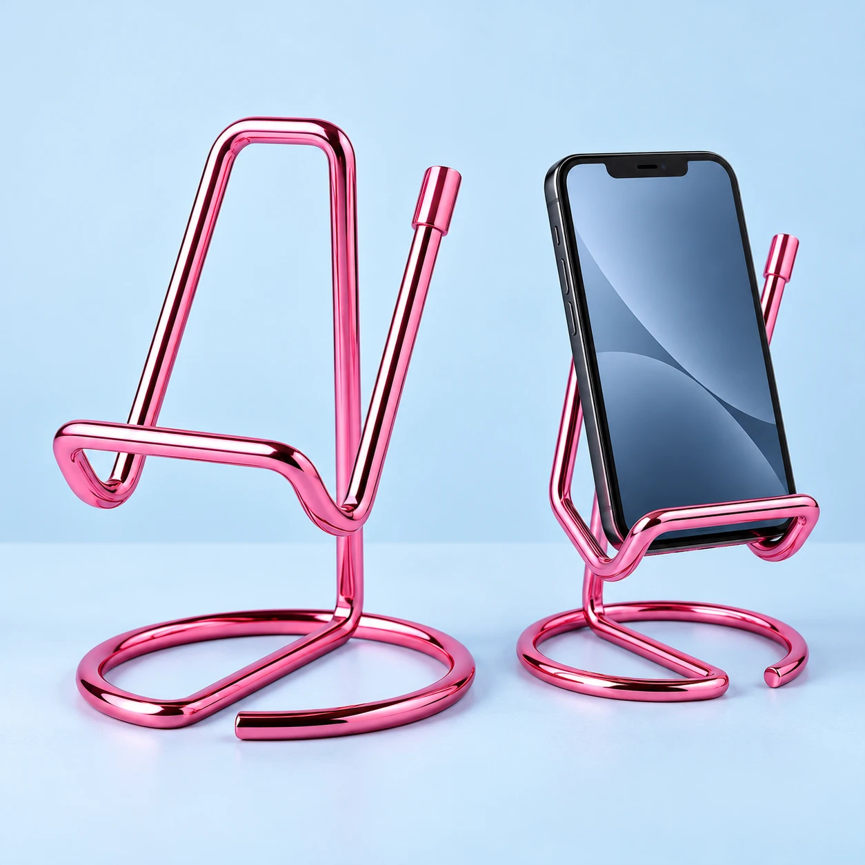 Pink Open-Wire Metal Phone Stand photo