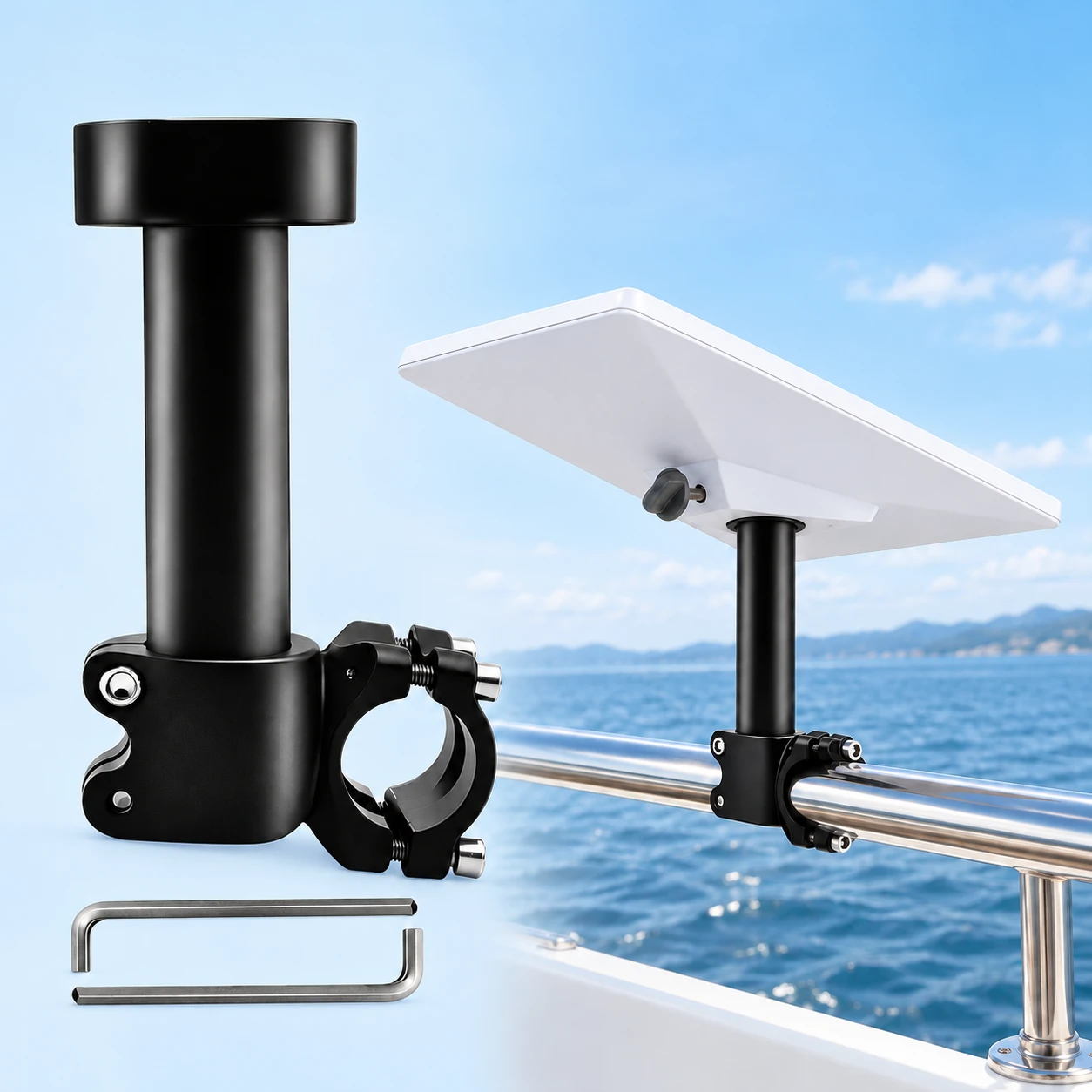 Twin-Pipe-Clamp Short-Pole Mount for Starlink Mini
