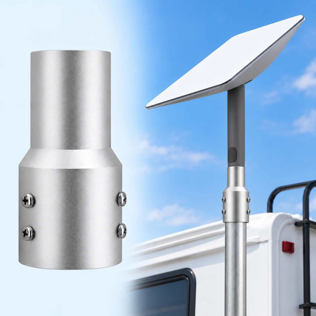 Silver Tapered-Shoulder Pole Adapter for Starlink Gen 2