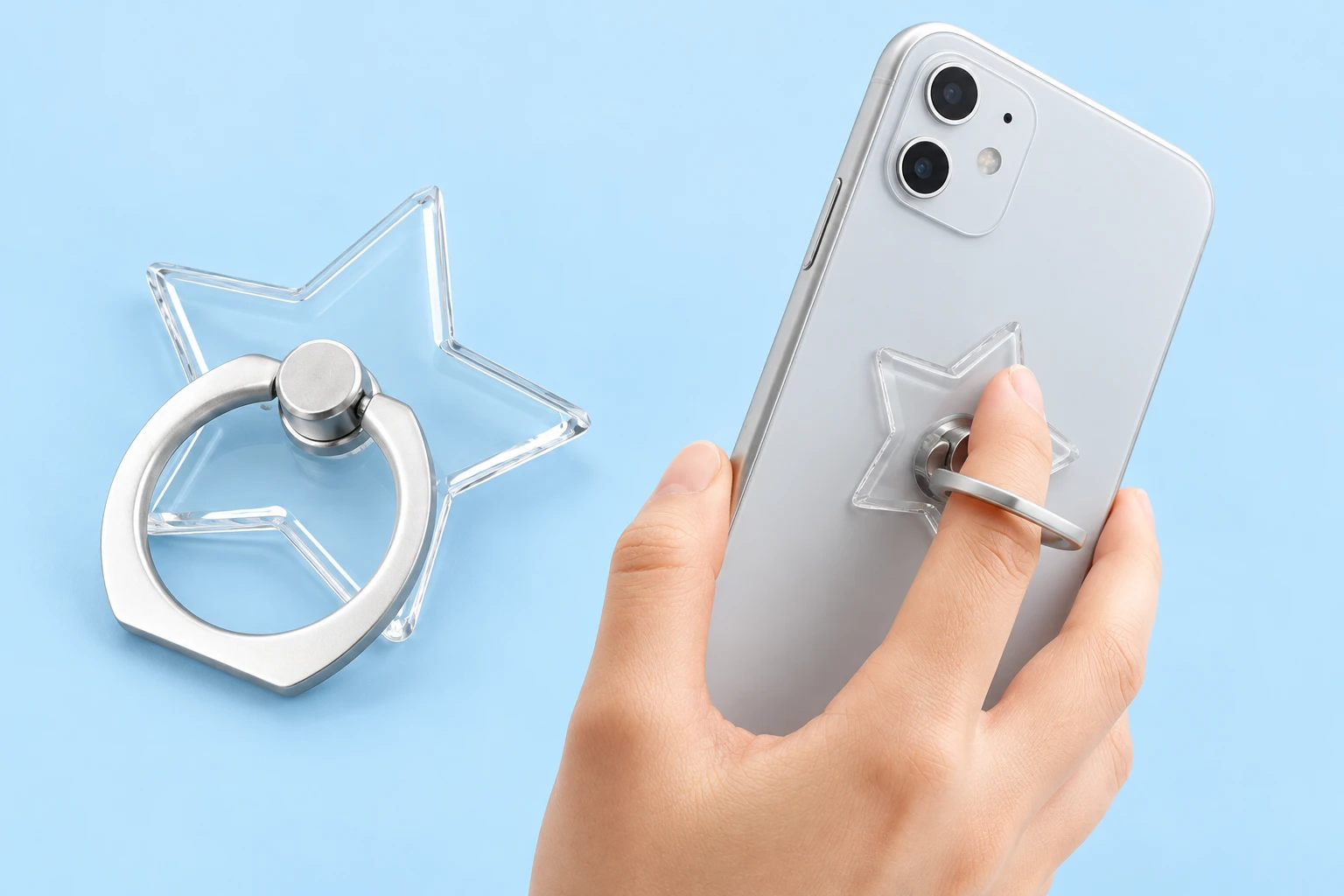Clear Five-Point Star Phone Ring Holder