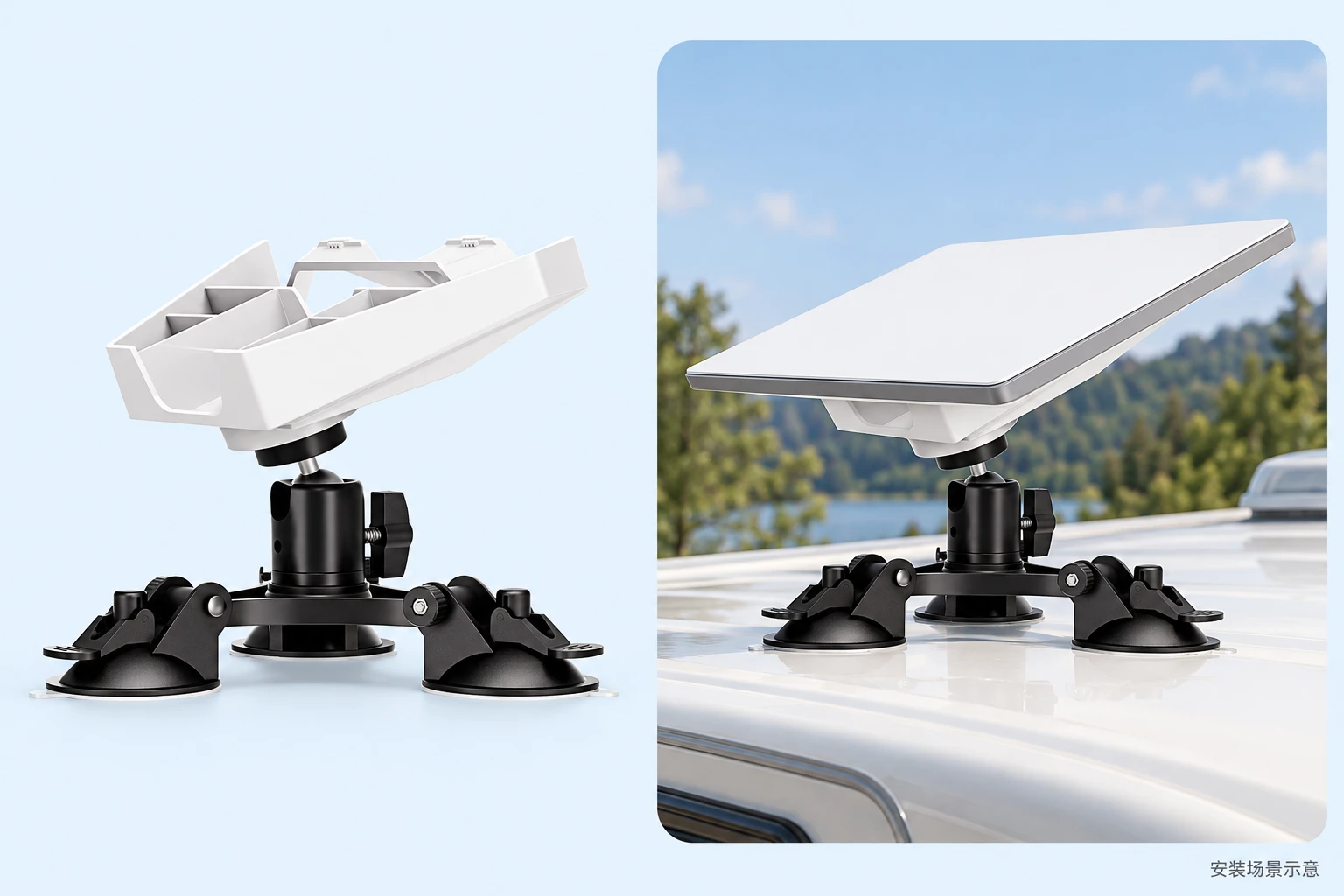 Starlink Mini Triangular Three-Suction-Cup Ball-Head Mount