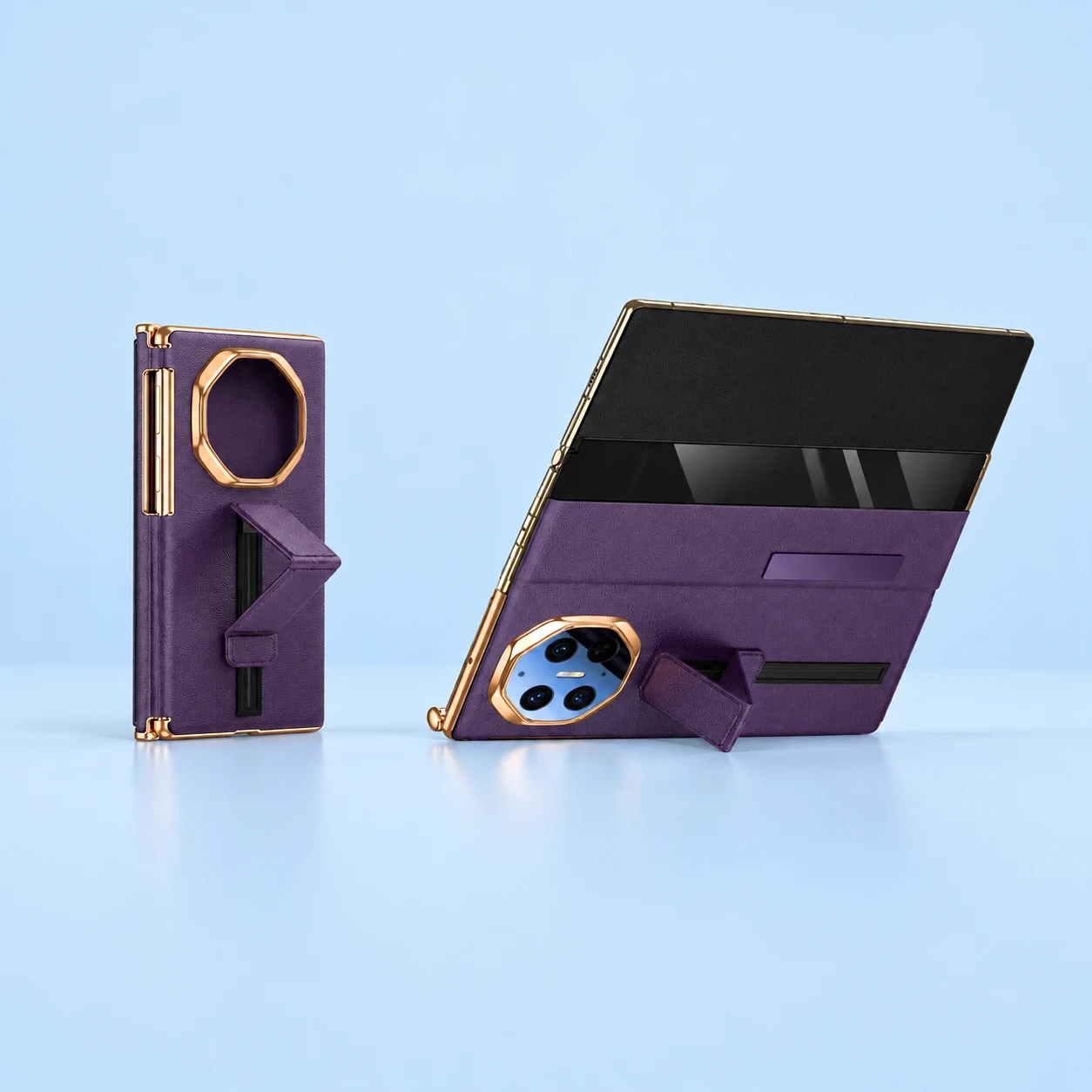 Purple Sliding-Brace Folio Stand Case for Huawei Mate XTs