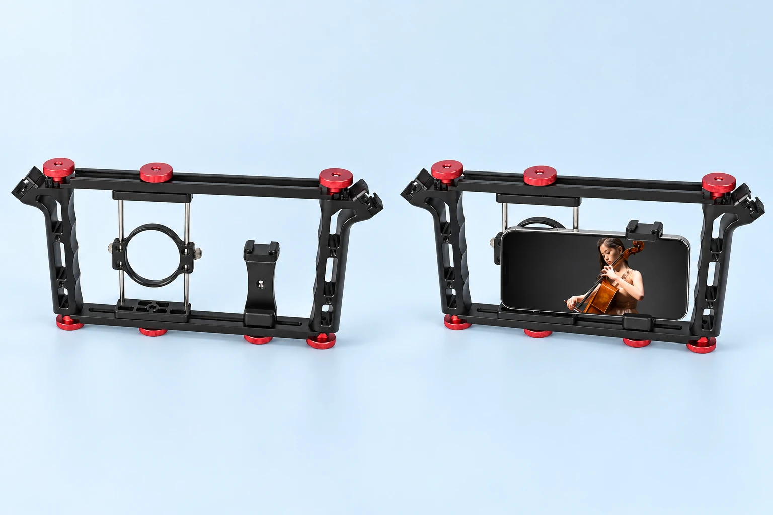 Black Twin-Track Phone Cage with Sliding Filter Mount photo
