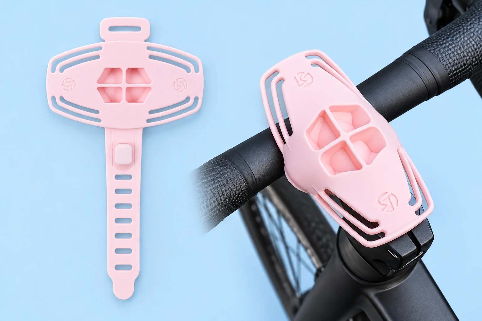 Pastel Pink Slotted Silicone Handlebar Phone Holder