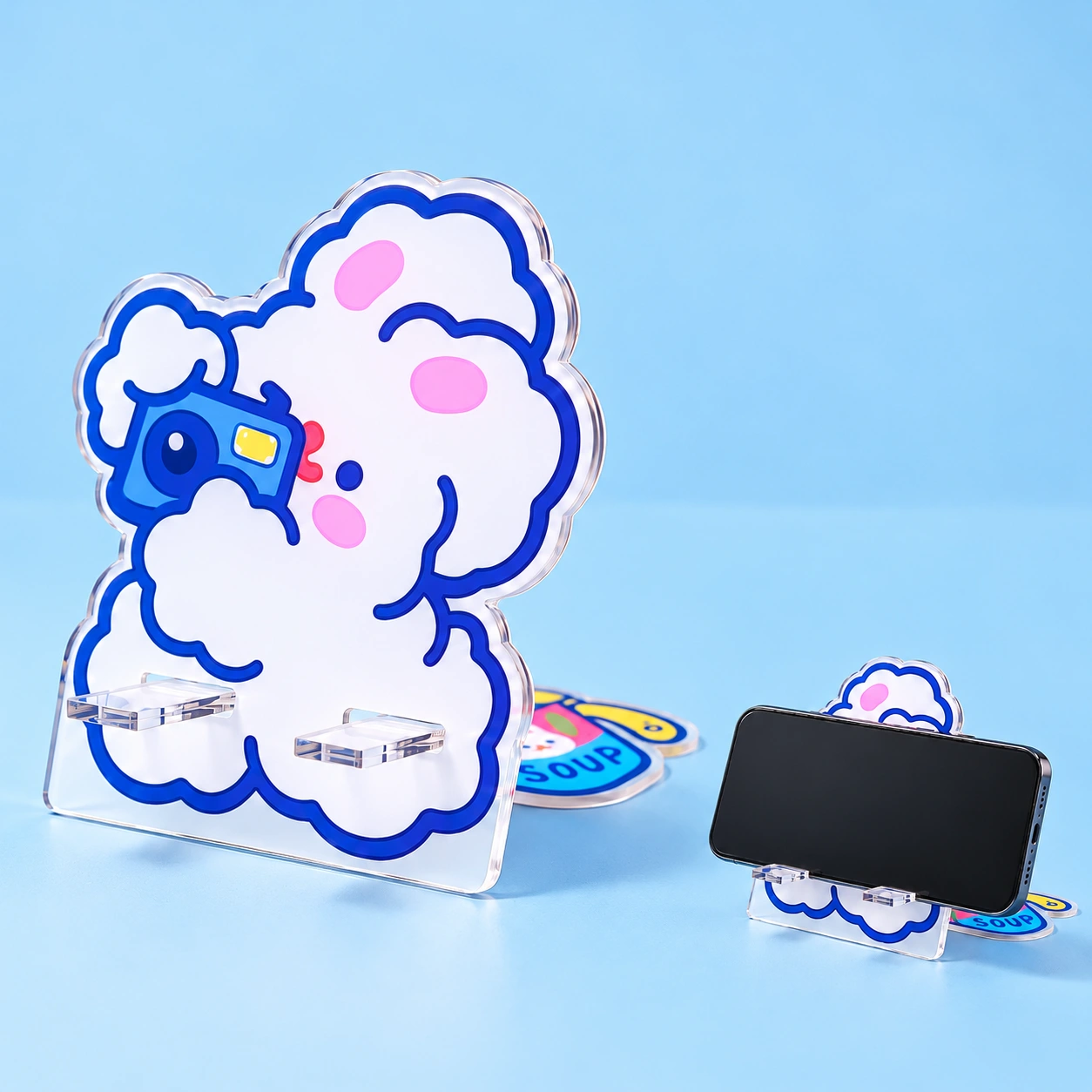 Photographer bunny two-piece acrylic phone stand and landscape phone illustration