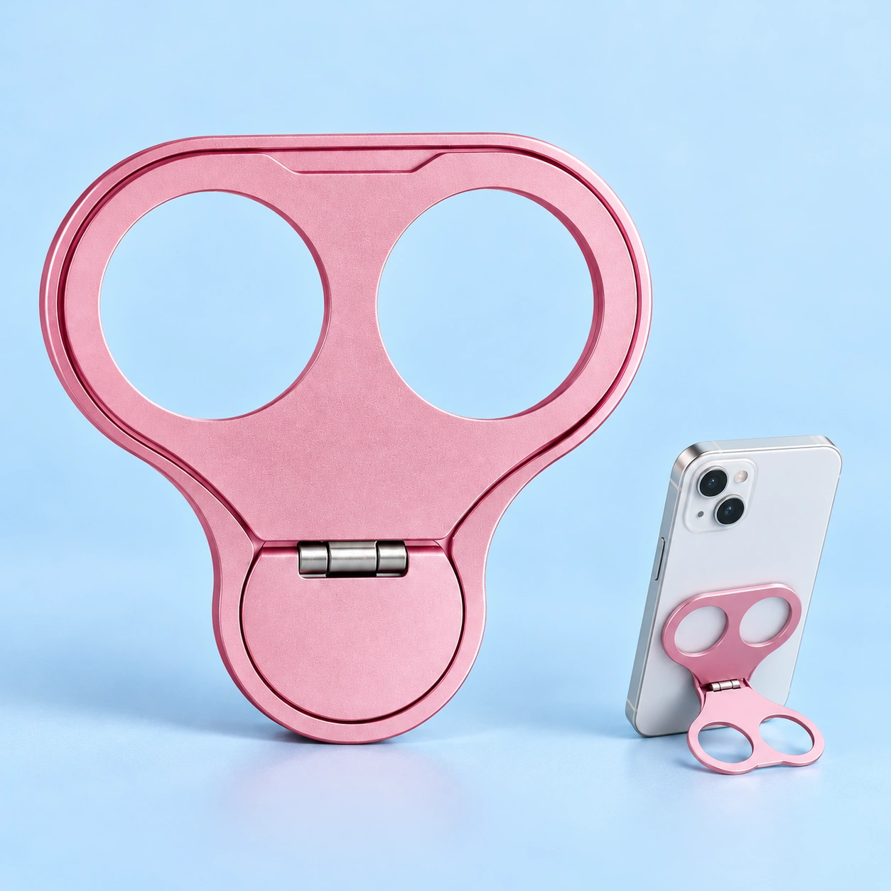 Pink Double-Hole Folding Phone Grip and Stand