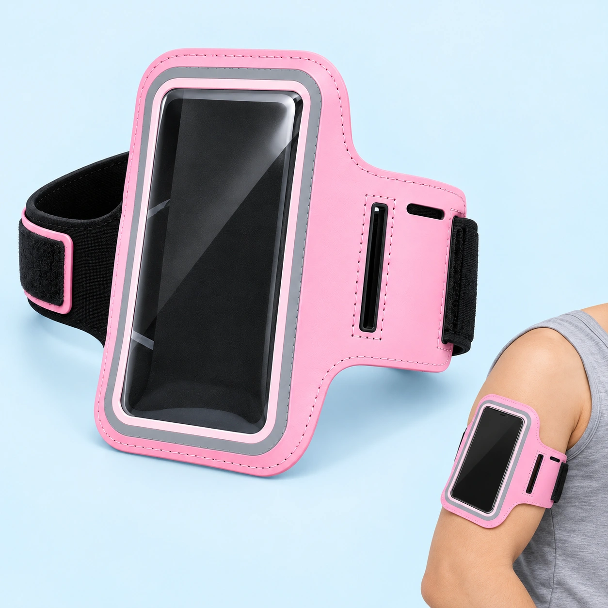 Pastel Pink Clear-Window Phone Armband
