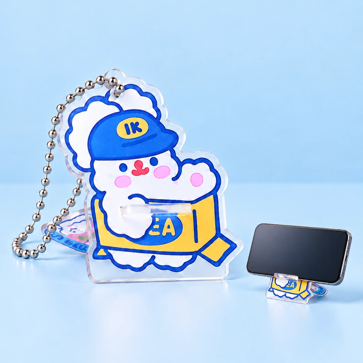 Bunny parcel two-piece acrylic keychain stand and landscape phone illustration