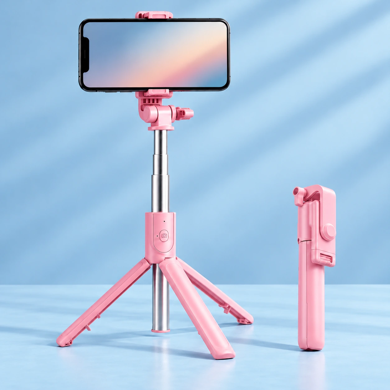 Pink Compact Selfie Stick Tripod