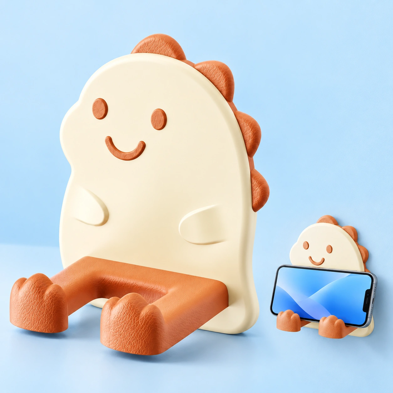 Cream Dinosaur Adhesive Wall Phone Cradle