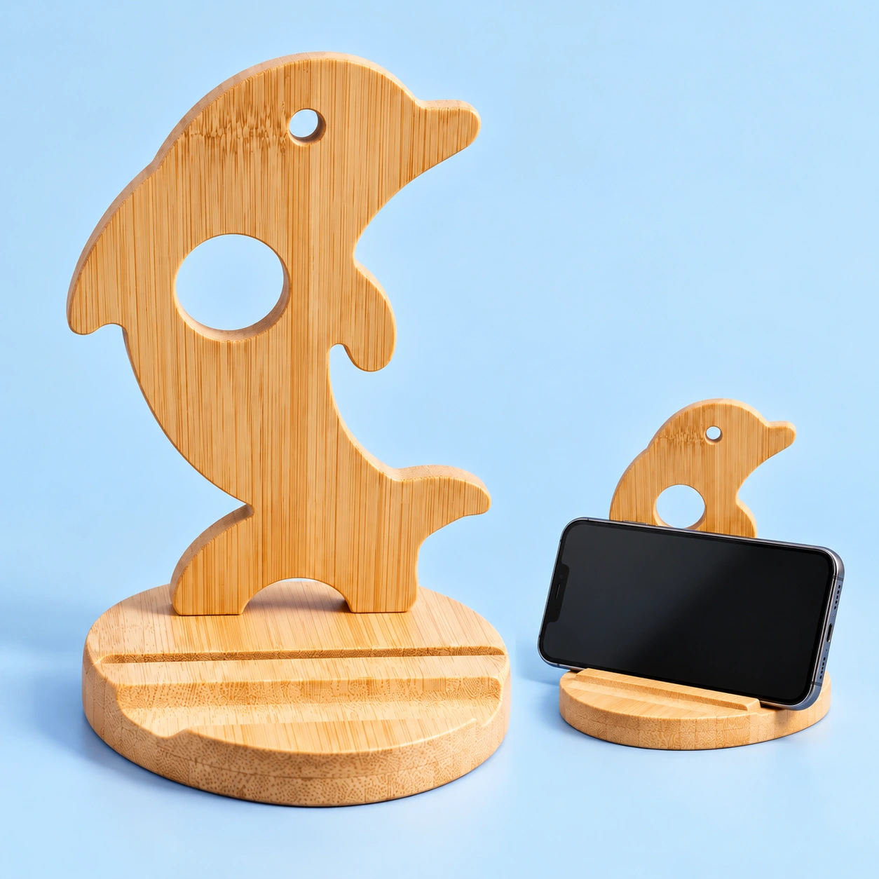 Bamboo Dolphin Phone Stand