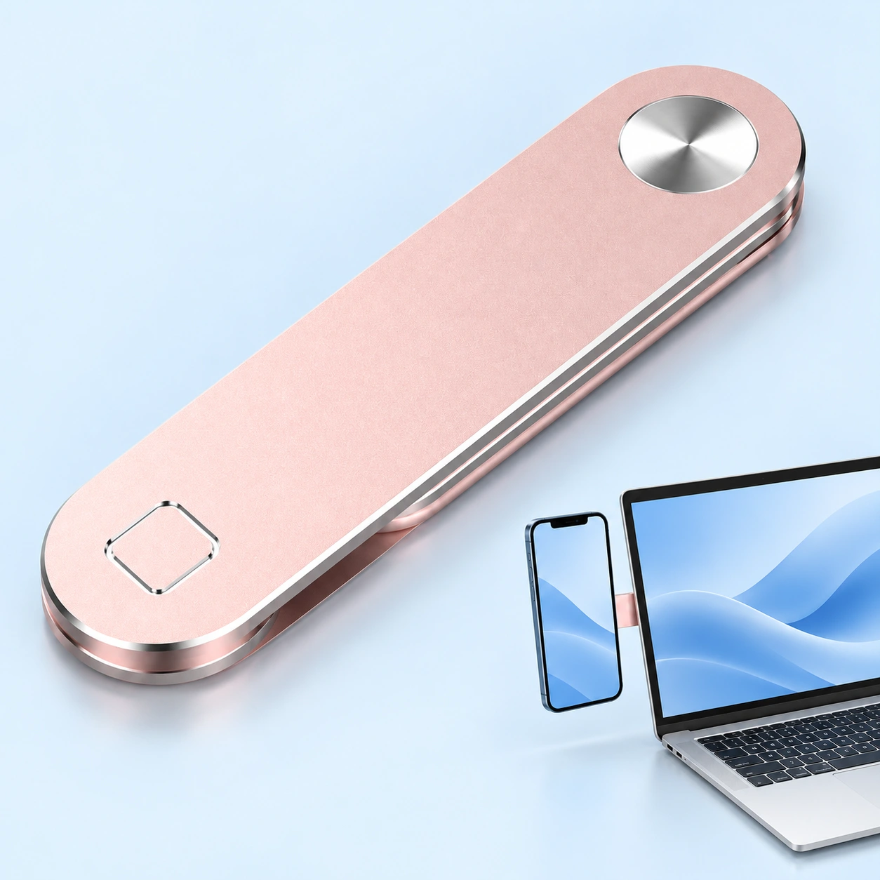 Rose Pink Folding Laptop Phone Holder