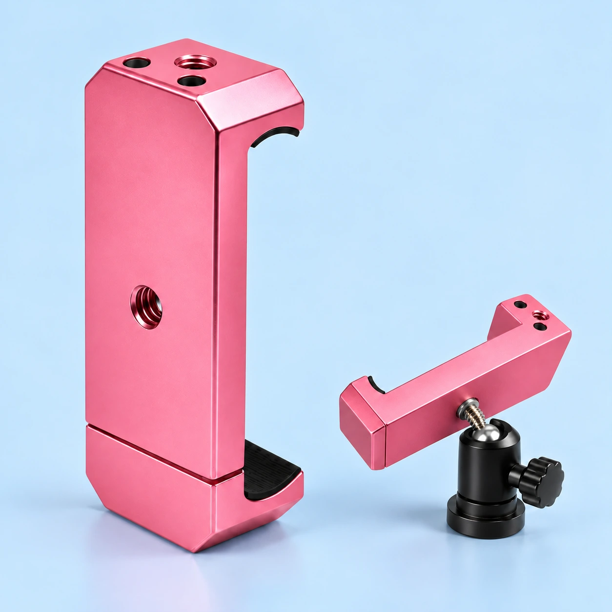 Pink Single-Pull Aluminum Tripod Phone Clamp