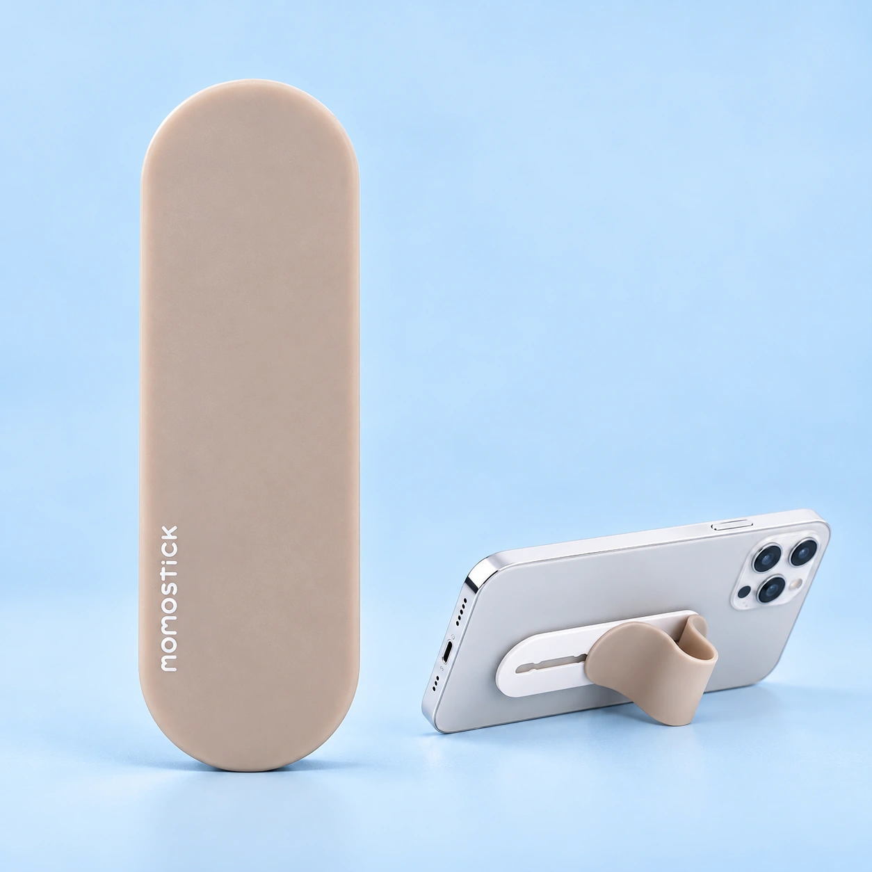 Beige Momostick Sliding Phone Grip